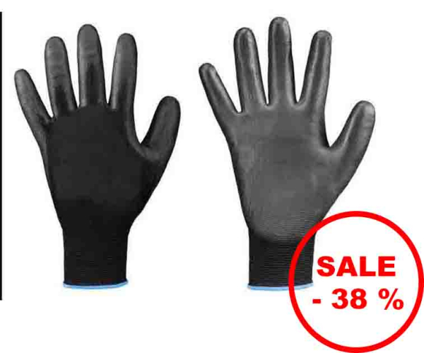 PU-Arbeitshandschuhe, schwarz, Gr. 9